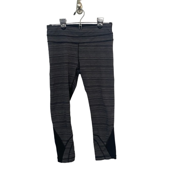 Lululemon Run: Inspire Crop II (Mesh) 21” in Cyber Stripe Deep Coal Black Sz 6 - Picture 3 of 11